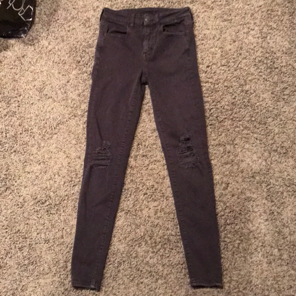 Black American eagle ripped jeggings